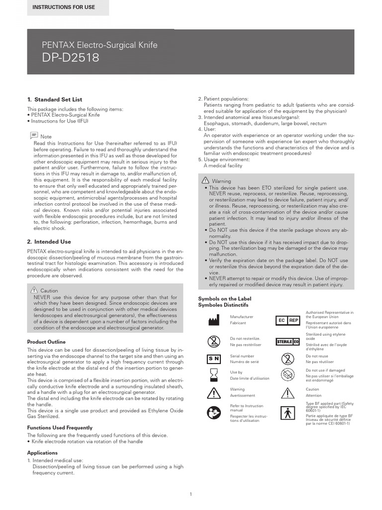 DP-D2518 - Intruction For Use | PDF | Sterilization (Microbiology ...
