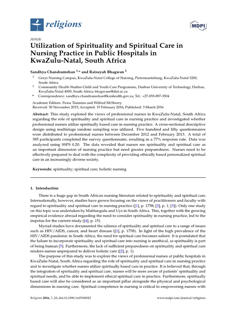 Utilization of Spirituality and Spiritual Care in | PDF | Nursing ...
