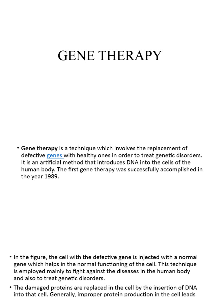 Lecture 12 Gene Therapy | PDF | Gene Therapy | Gene