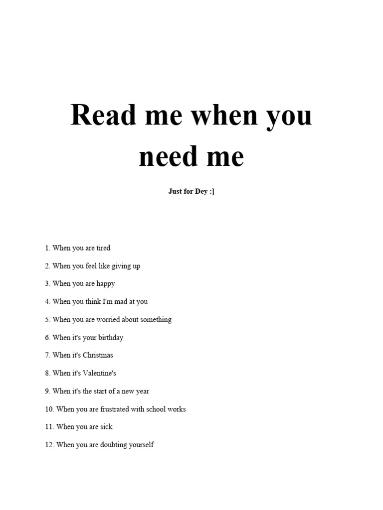 Read Me When | PDF | Emotions | Psychology