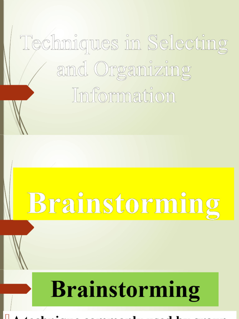 Techniques in selecting and organizing information pdf