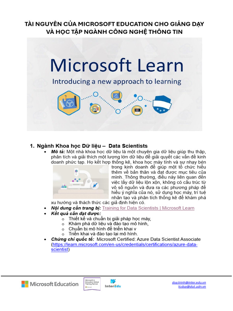 Microsoft Learn - Ngành học CNTT | PDF