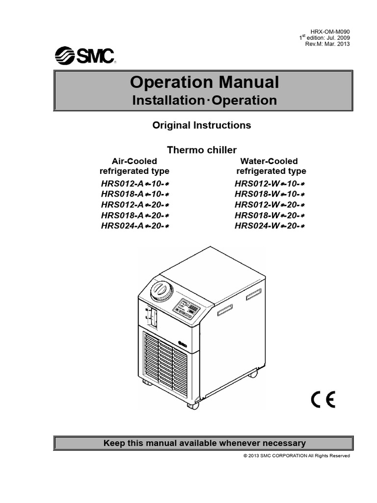 SMC Thermo Chiller Install-Operation | PDF | Electrical Wiring | Hazards