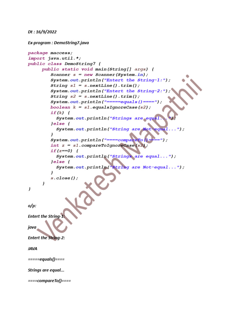 Java String Comparison and Analysis | PDF | Computing | Software