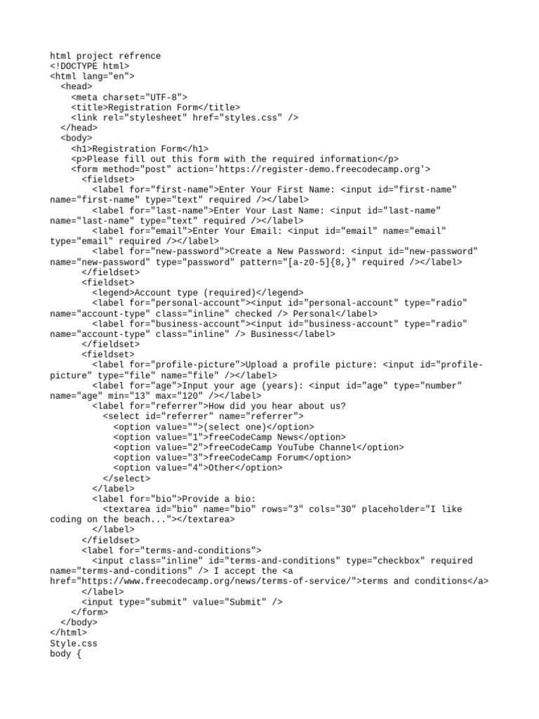 HTML Project Refrence | PDF | Html Element