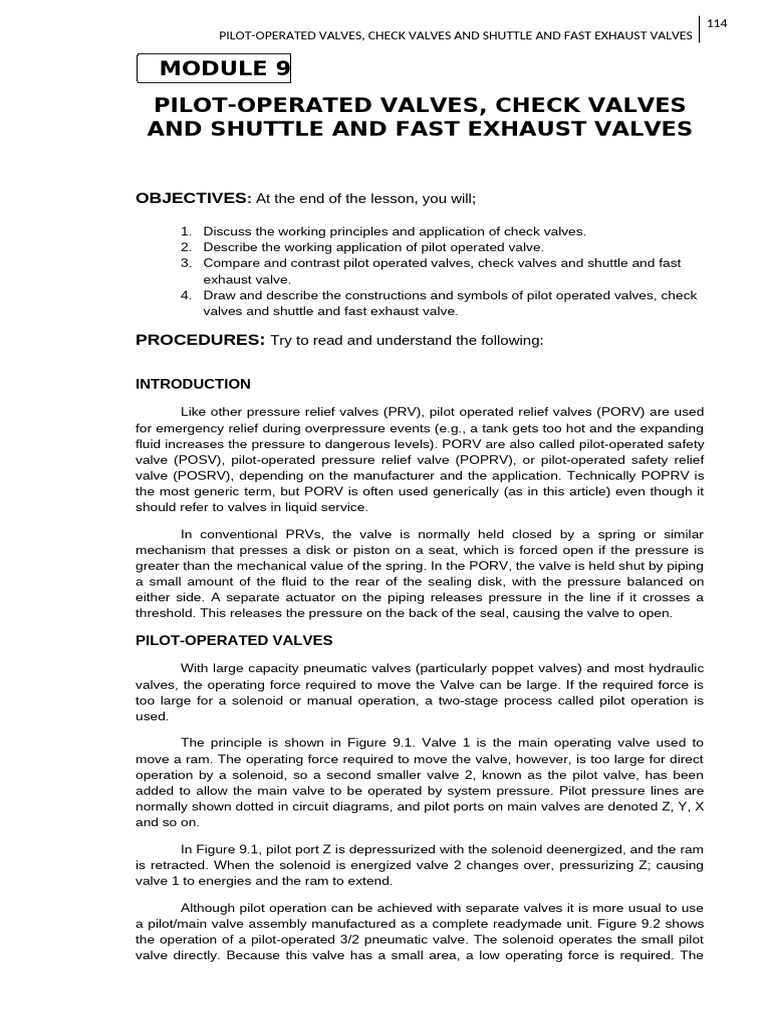 Pilot-Operated and Check Valves Overview | PDF | Valve | Pump