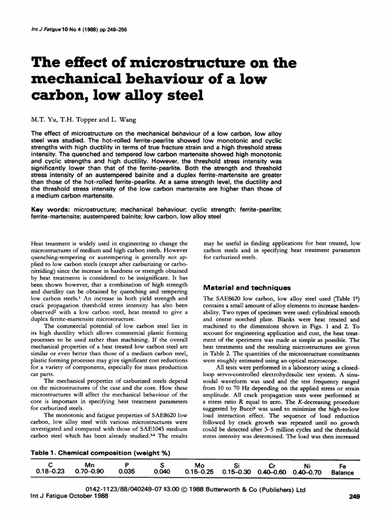 The Effect of Microstructure On The Mechanical Behavior of A Low Carbon ...