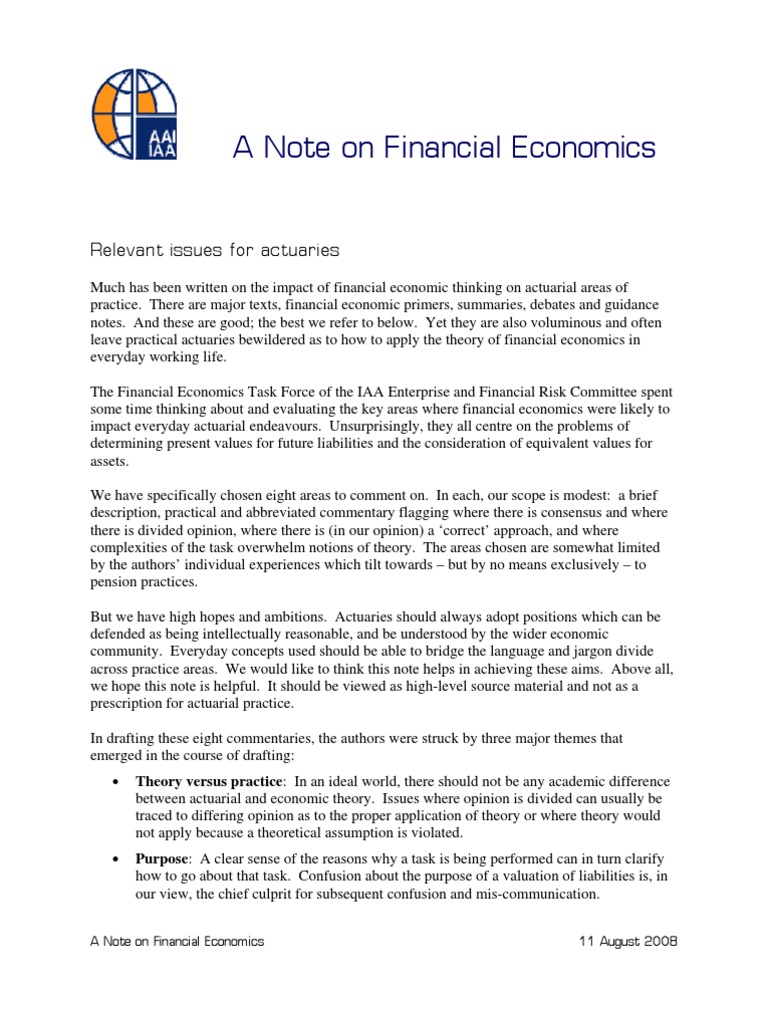 A Note On Financial Economics | PDF | Valuation (Finance) | Market ...
