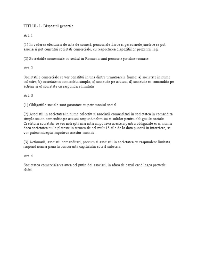 Legea 31.1990 Legea Societatilor Comerciale (Actualizare 2010) PDF