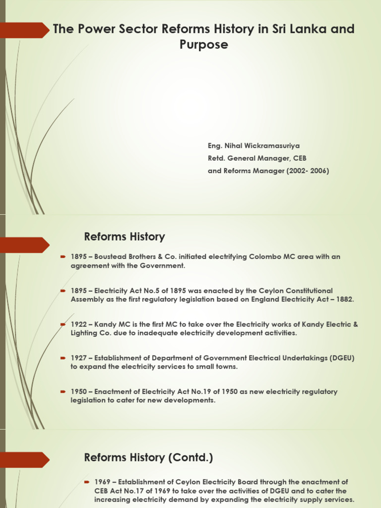 The Power Sector Reforms History in Sri Lanka-Eng. Nihal | PDF | Sri ...