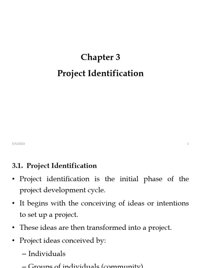 3ch 3 project identification pdf swot analysis economies