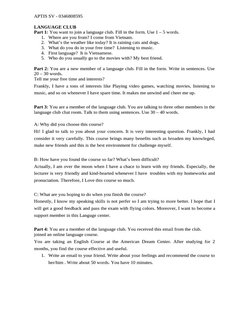 Language Club Participation and Insights | PDF | English Language ...