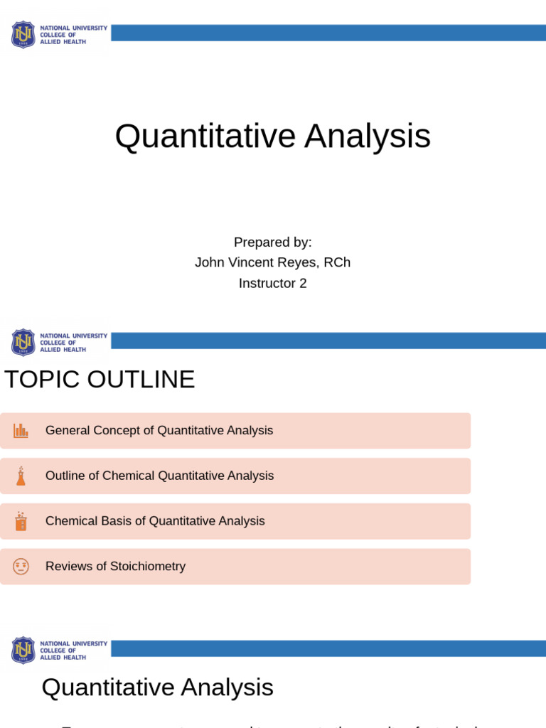 Quantitative Analysis Techniques Explained | PDF | Stoichiometry ...