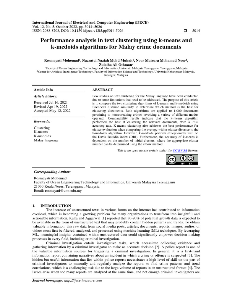 Performance Analysis in Text Clustering | PDF | Cluster Analysis