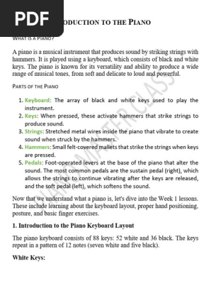 WEEK 1 INTRODUCTION TO THE PIANO