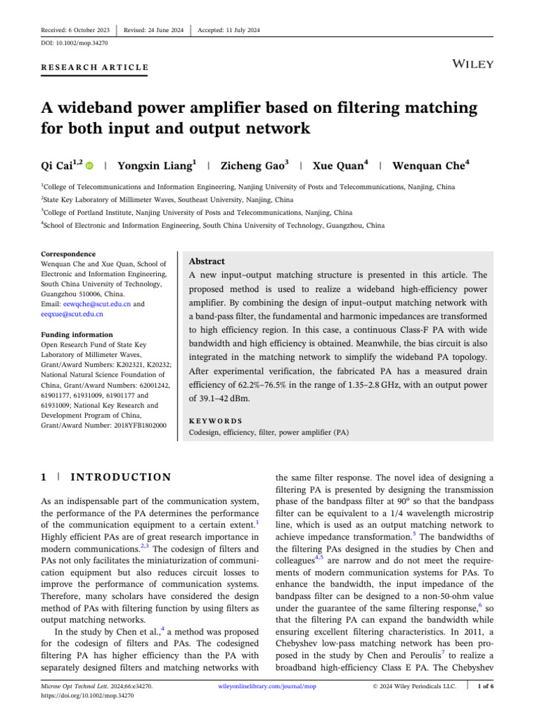 Wideband Power Amplifier Design | PDF | Electronic Filter | Electrical ...