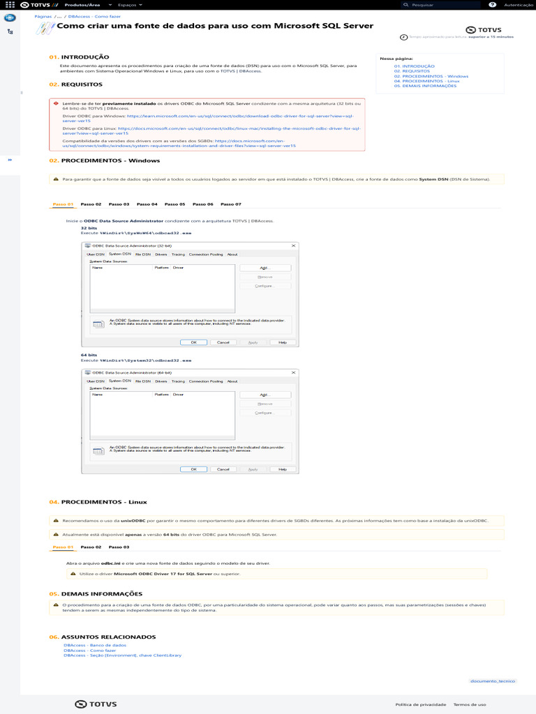 Criar Fonte de Dados ODBC SQL Server | PDF | Microsoft SQL Server ...