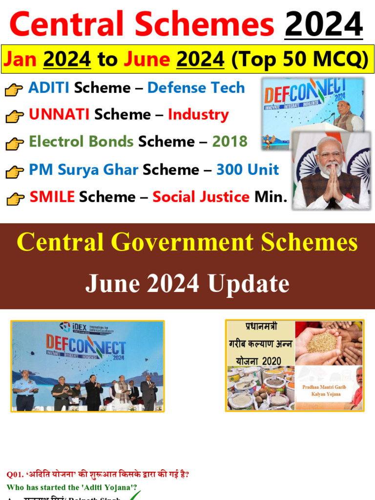 Central Government Schemes 2024 Overview | PDF | Government Of India ...