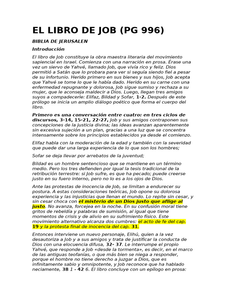 Análisis del Libro de Job en la Biblia | PDF | Libro de trabajo | Satán