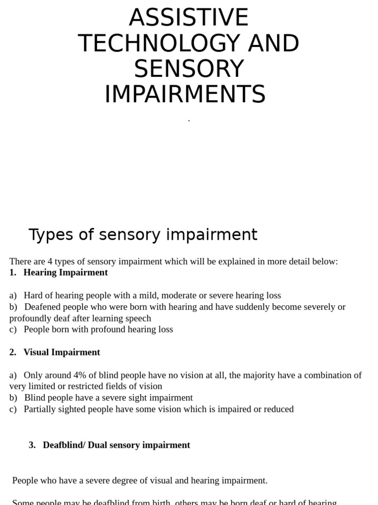 Assistive Technology and Sensory Impairments | PDF | Hearing Aid ...