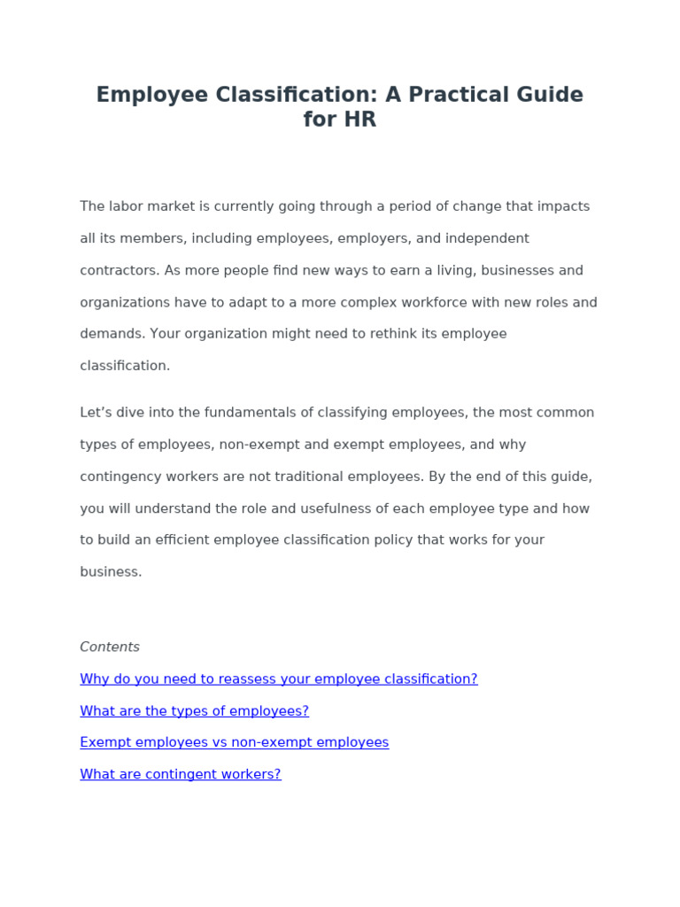 Employee Classification | PDF | Employment | Overtime