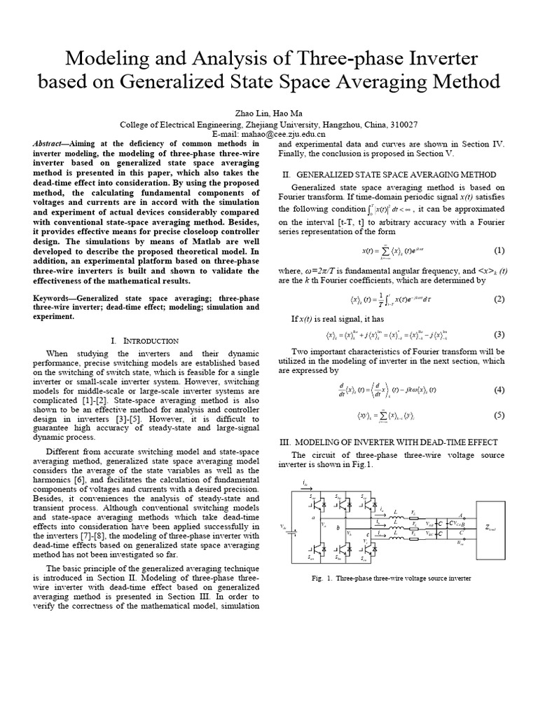 Generalized Model for Three-Phase Inverter | PDF | Power Inverter ...