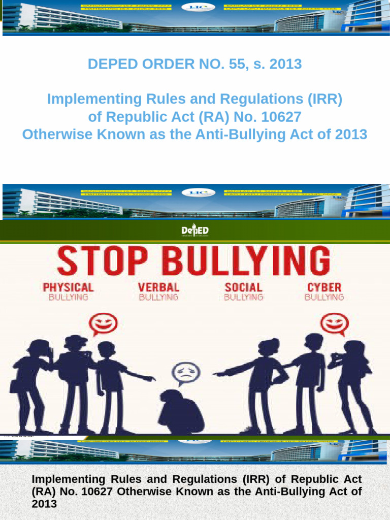 Deped order no 55 s 2013 antibullying act pdf bullying child