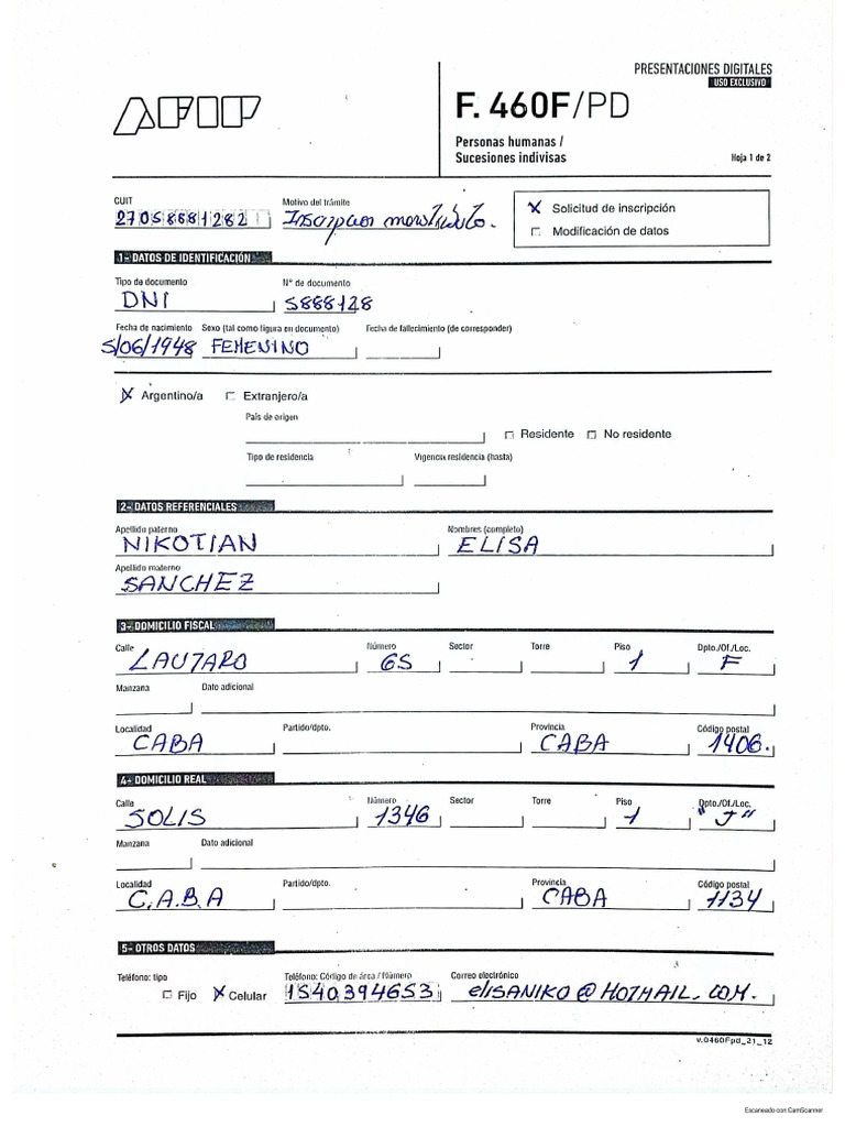 Formulario 460F | PDF