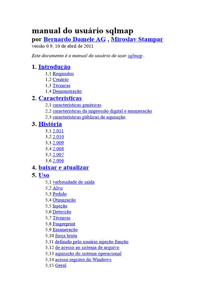 Manual Do Usuario Sqlmap | PDF | Vulnerabilidade (informática) | SQL