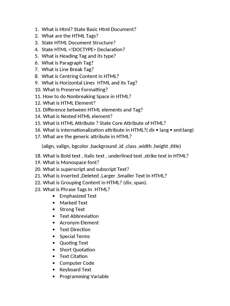 HTML Questions | PDF