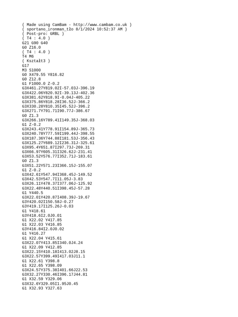 GRBL CNC Machining Code Example | PDF