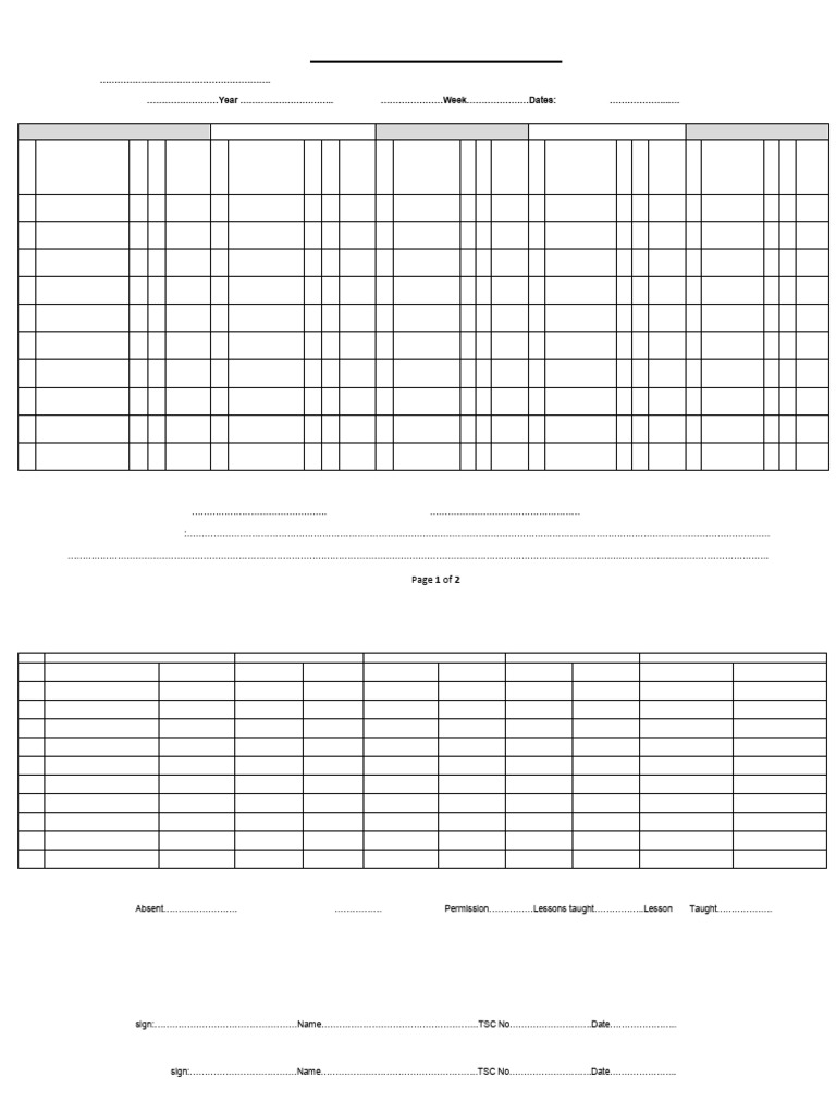 Teacher Lesson Attendance Register Form | PDF