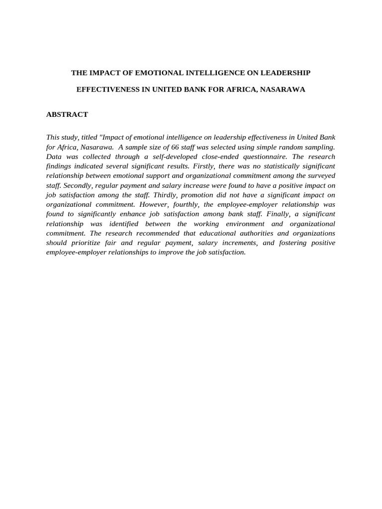 Emotional Intelligence in Leadership Effectiveness | PDF | Leadership ...