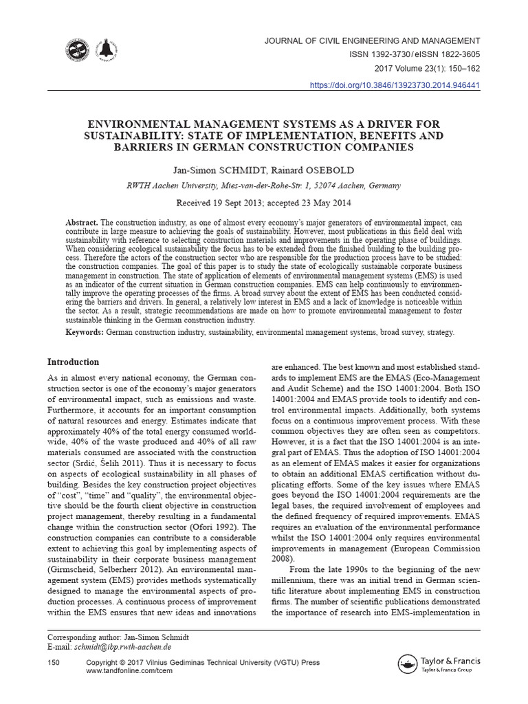 Environmental Management Systems As A Driver For S | PDF ...