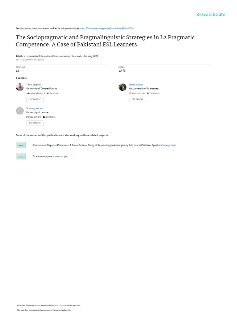 The Sociopragmaticand Pragmalinguistic Strategiesin L2 Pragmatic ...