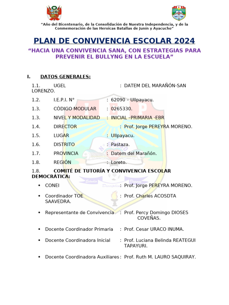 Plan de Convivencia Escolar 2023 | PDF | Familia | Abuso infantil