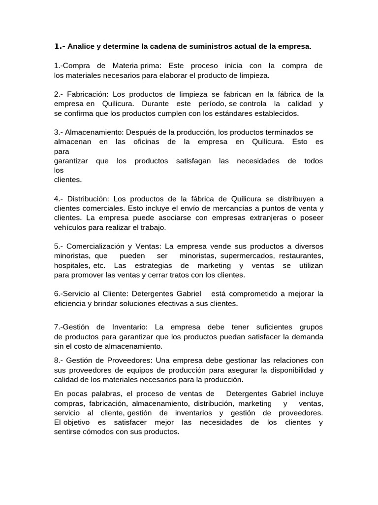 Taller 1 de Gestion | PDF | Gestión de la cadena de suministro | Cadena ...