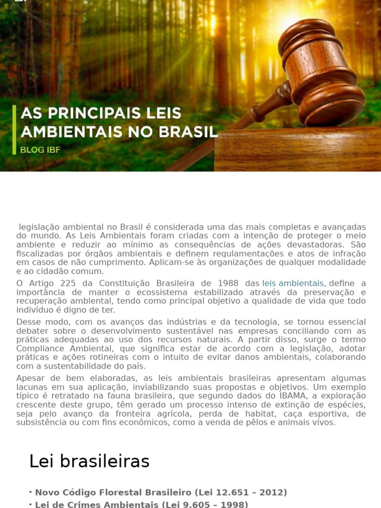 As Principais Leis Ambietais Do Brasil | PDF | Direito Ambiental ...