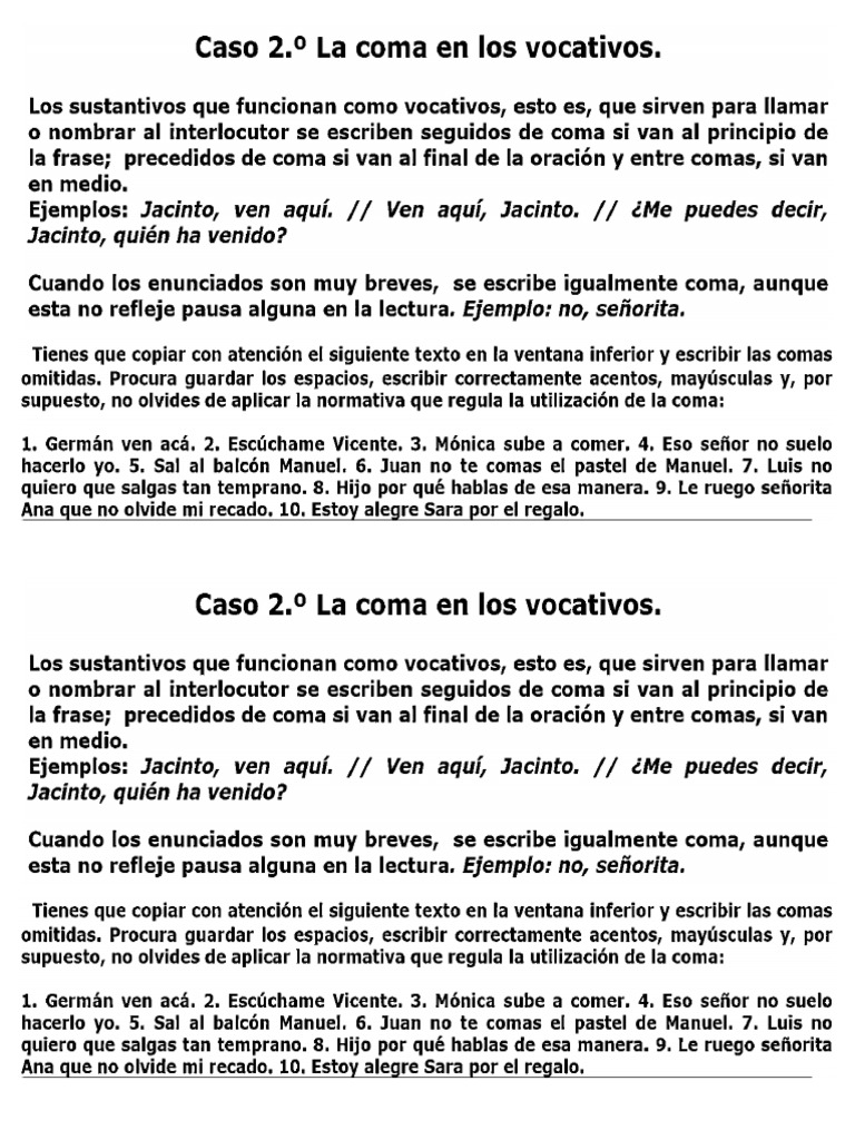 La Coma en Vocativos | PDF