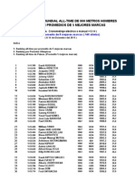 800 Metros Hombres. Ranking Mundial All-Time Por Promedios de Marcas