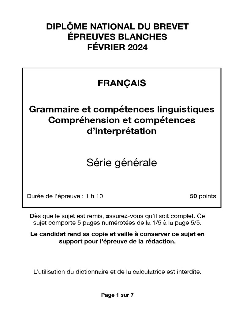 Brevet Francais 2024 Liban