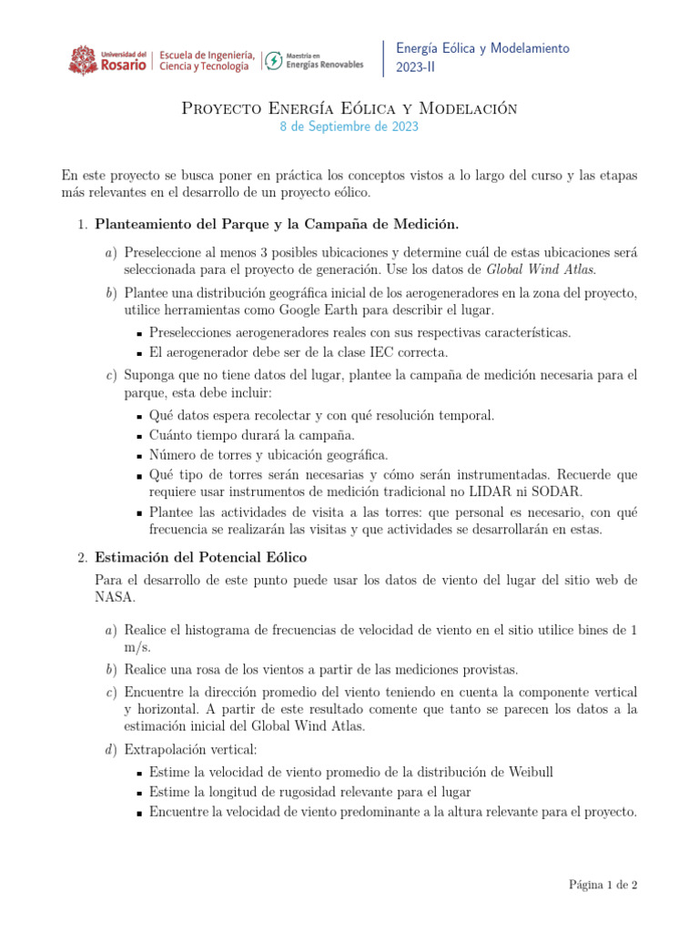 Proyecto de Energía Eólica 2023 | PDF | Energía eólica | Herida