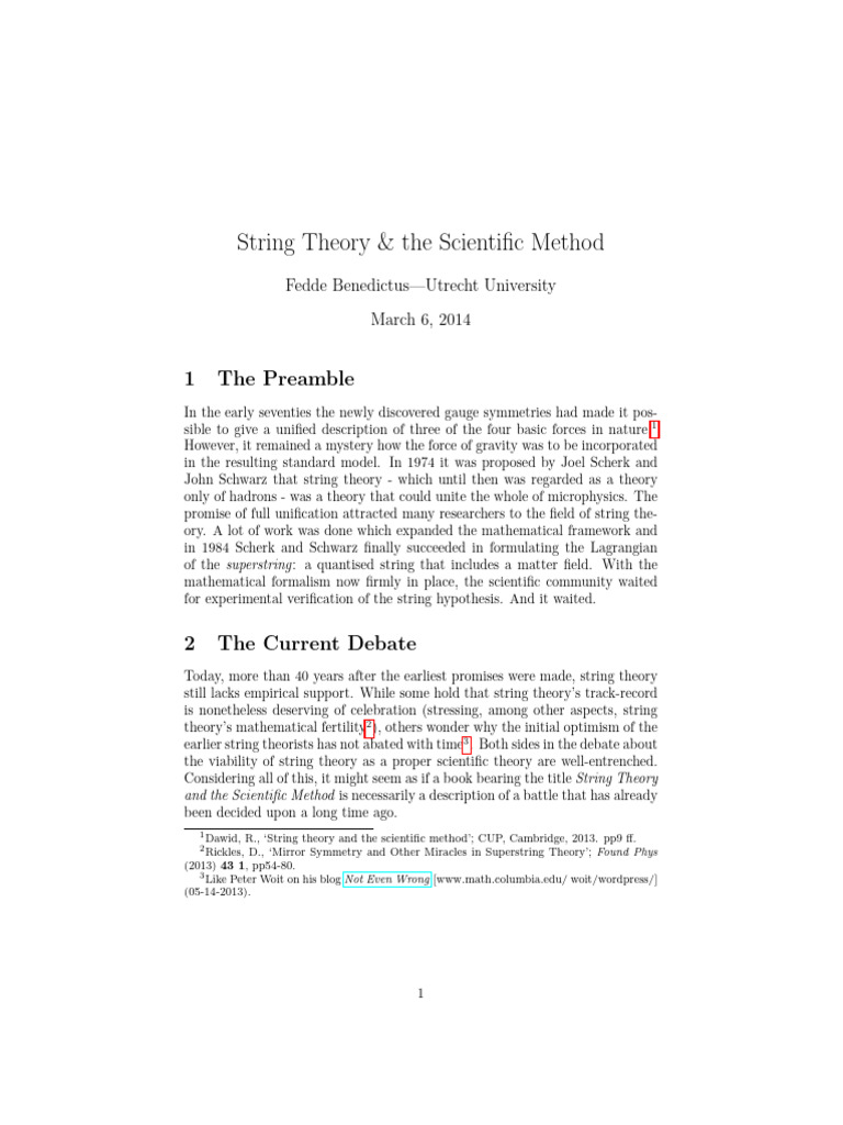 String Theory and Scientific Methodology | PDF | String Theory | Theory