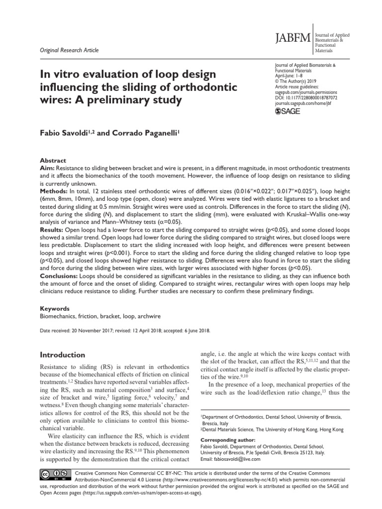 In Vitro Evaluation of Loop Design Influencing The | PDF | Orthodontics