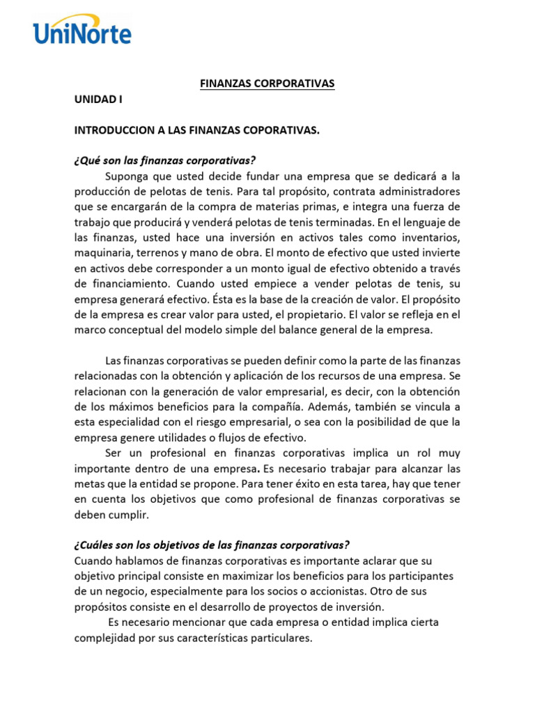 Introducción a las Finanzas Corporativas | PDF | Business | Flujo de ...