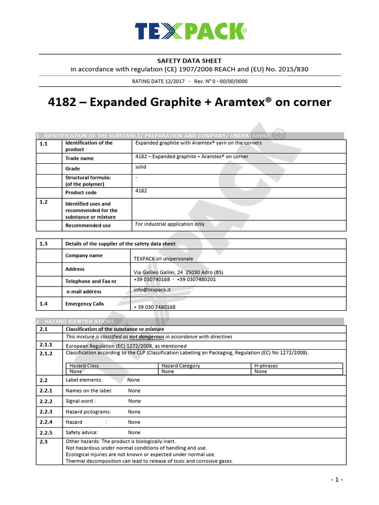 4182 Expanded Pure Graphite Aramantex On The Corner 1 | PDF | Toxicity ...