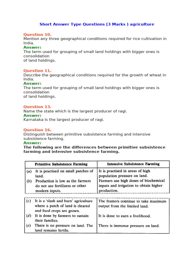 Agriculture Short Questions Pdf Agriculture Paddy Field
