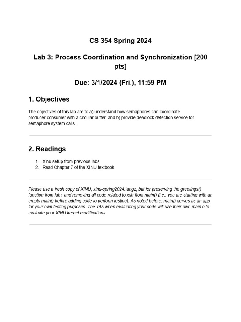CS+354+Spring+2024+Lab+3 v1 | PDF | C (Programming Language) | Computer ...
