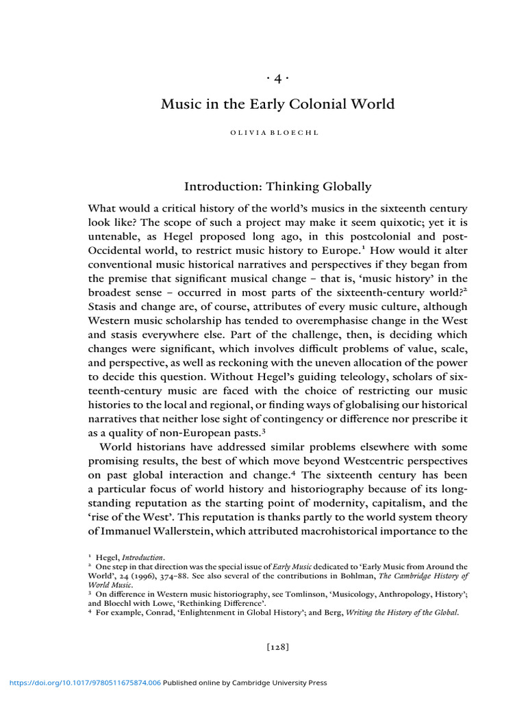 Olivia Bloechl - Music in The Early Colonial World | PDF | Trade ...