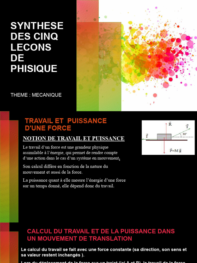 Travail et puissance en mécanique | PDF | Moment d'une force | Rotation